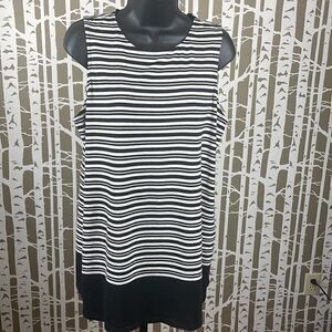 J. Jill Striped Tunic Top Cotton Rayon Black White sz M